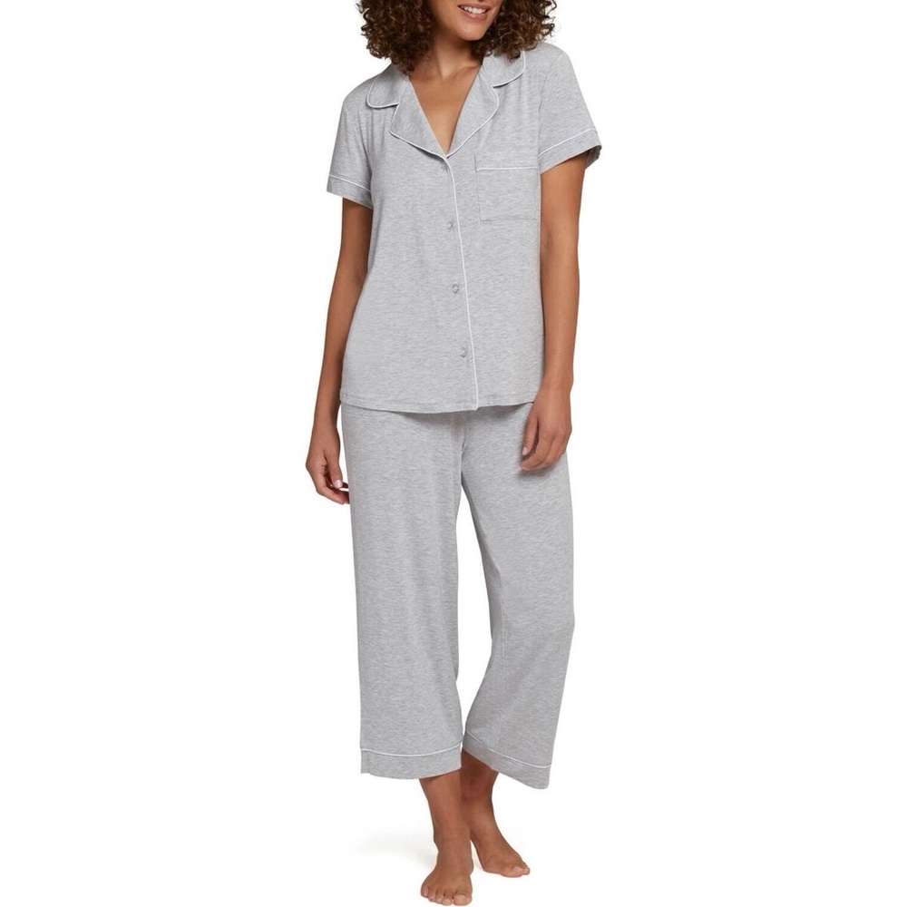LOFT Notch Ladies Collar Capri Sleep Set Size XXL Gray EUC